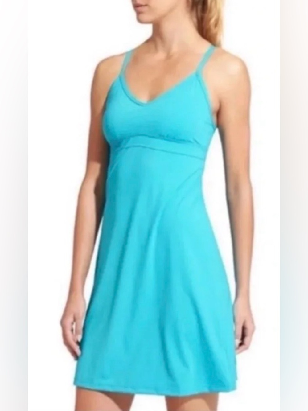Athleta Shorebreak Swim Dress Turquoise Built-In Bra - S